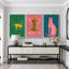 «Preppy Bright», «Pop Vibrant Bold Green Pink Blue Art, Chic Leopard Tiger», images murales colorées, 3 pièces encadrées, impression numérique sur toile, impression numérique sur toile giclée-91874663-91874676