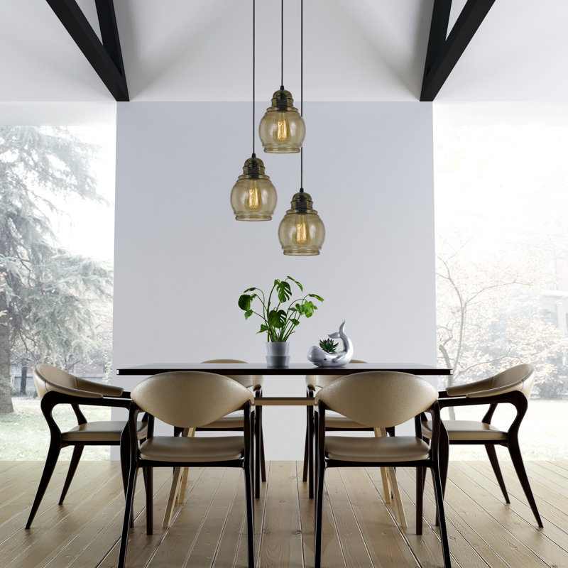 Smoky Glass Pendant Light Single-Light Design 9.9" H Hardwired Fixture