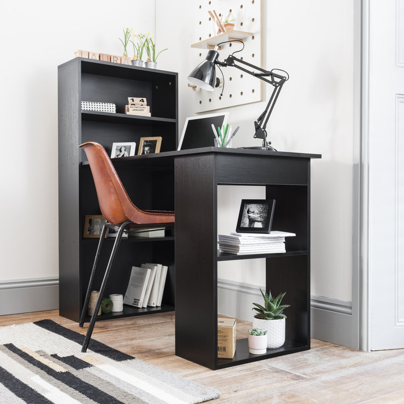 Glenhaven Solid Wood Base Computer Desk, Black