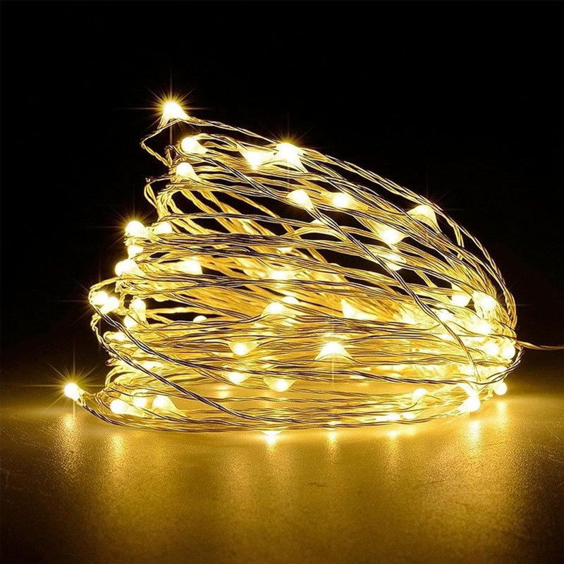 LED Indoor / Outdoor String Lights, 1cm H x 10cm L x 4cm D, Warm White