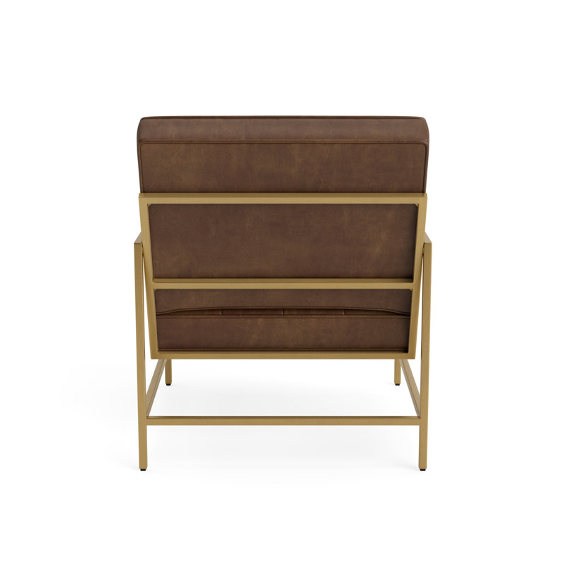 Major Leather Arm Chair, Driftwood, Brushed Brass, Bedford - Tobacco