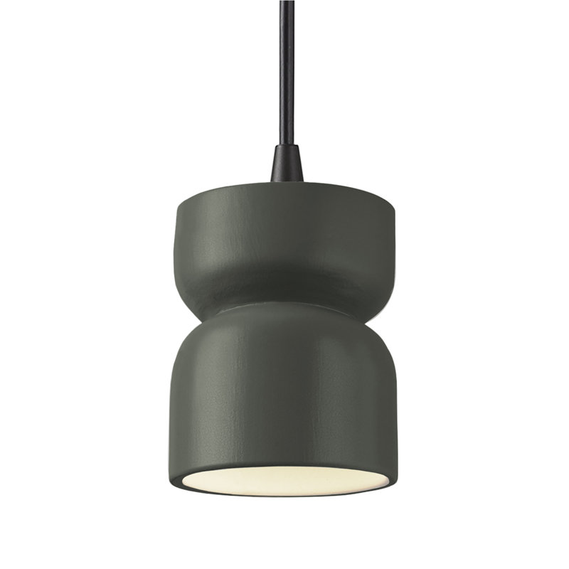 Luminaire suspendu en sablier Leni, Étain, vert, Noir mat