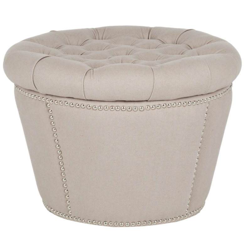 Repose-pieds de rangement rond 23,6 po, Lin beige