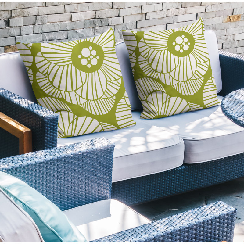 Housse et insert de coussin décoratif intérieur / extérieur en mélange de polyester, L 15 po x H 15 po, Chartreuse