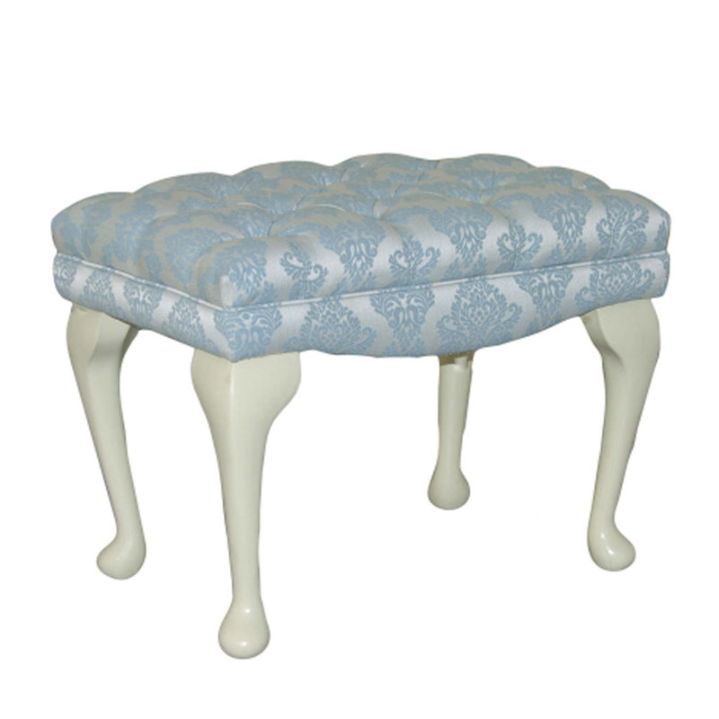 Loretta  Dressing  Stool, Cream, Angelina Blue Pattern