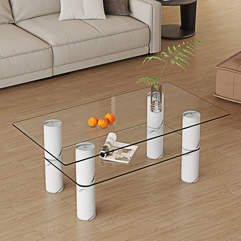Coffee Table with Shelf, White
