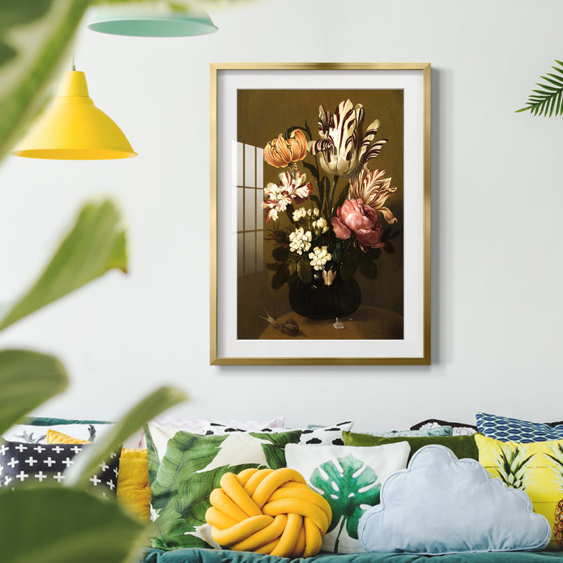 Vintage Floral Print CCCLIV -Framed Print
