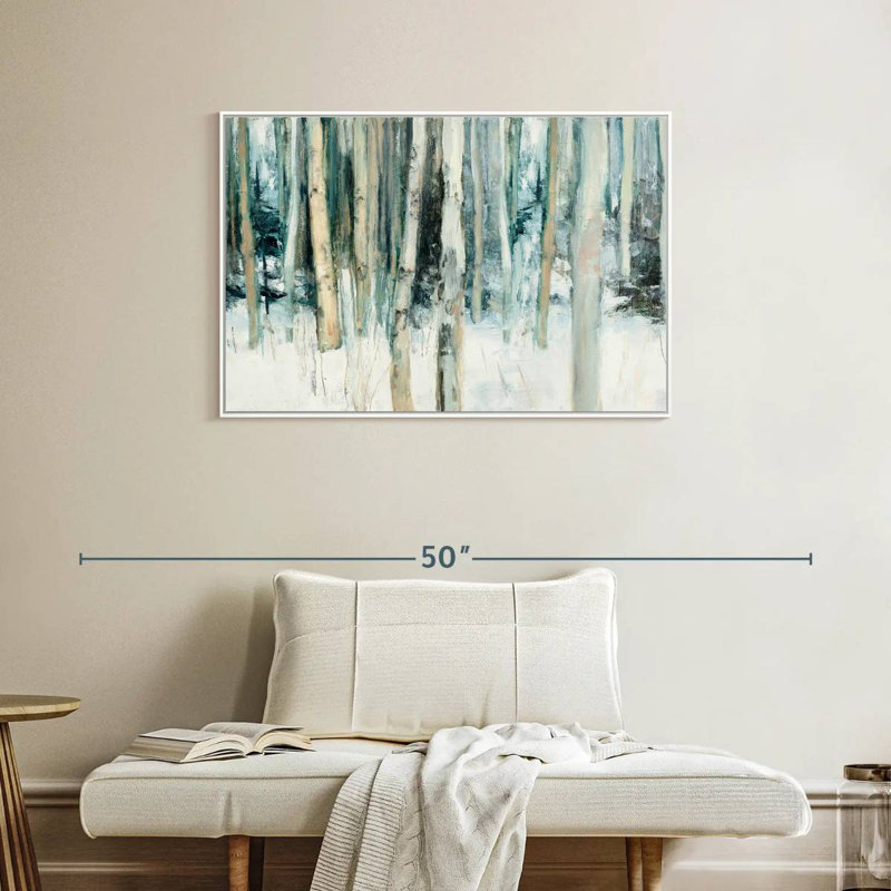 Winter Woods III, Cadre flottant blanc, 37 po x 25 po
