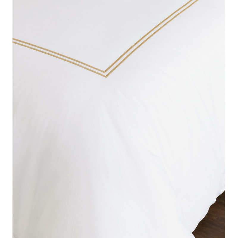 Enzo Cotton Percale Duvet Cover, White/Antique, Full Duvet Cover
