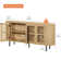2-Piece Modern Minimalist Bedside Table And Nightstand Set, Oak Colour, Rounded Top With Slatted Door Design, Reed Pattern With Built-In Charger Outlet