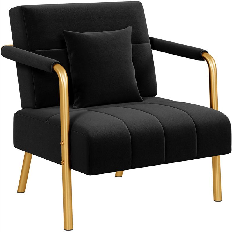 30″ W Accent Armchair with Cozy Pillow, Black