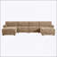 142 Inch Modular U-Shape Sectional Sofa with Extra-Wide Seat, USB and Type-C Charging, Petal Armrests, High-Density Foam, Free Movement Ottoman-242848991