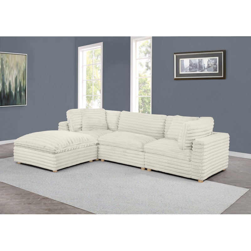 Ensemble modulaire 4 pièces en velours côtelé, Beige