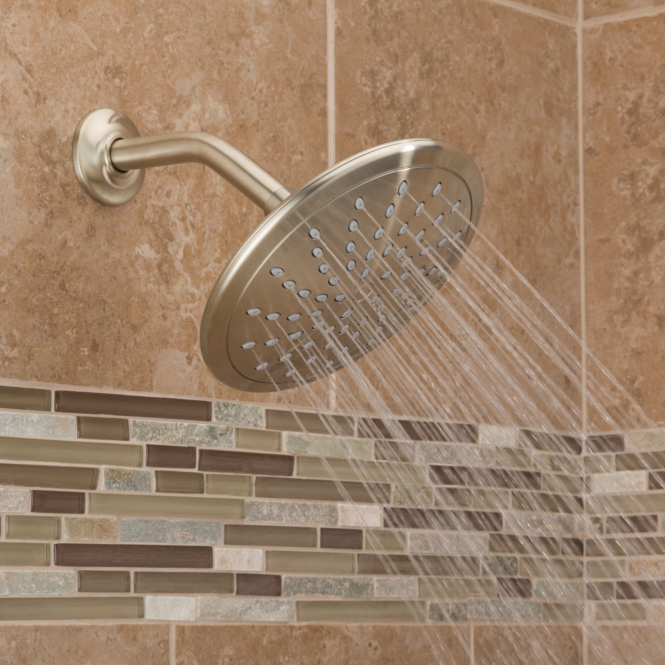 2 GPM Round Rain Shower Head, Brushed Nickel
