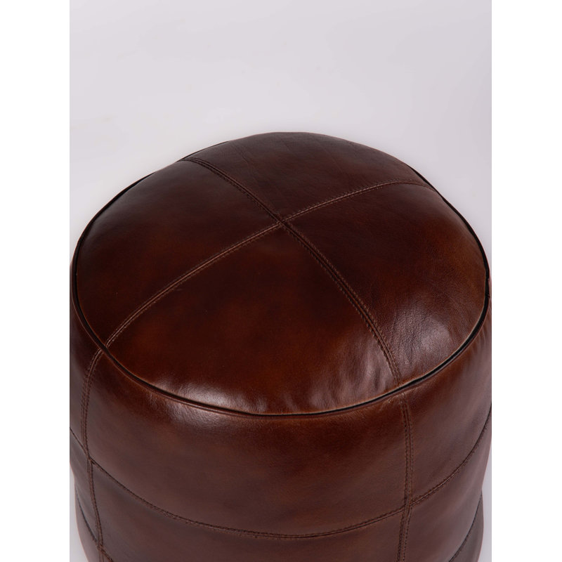 Conisbrough Leather Ottoman, 12" H x 21" W x 21" D