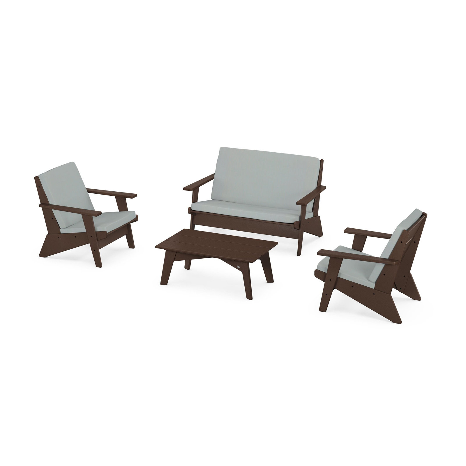 POLYWOOD® Riviera 4-Person Patio Seating Group, Mahogany, Spa