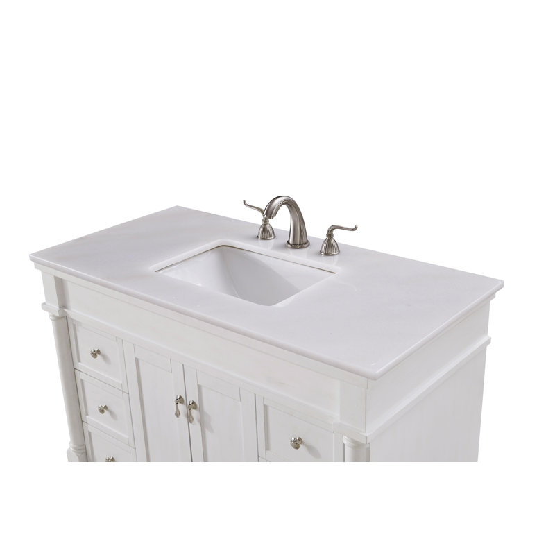 Ensemble de meuble-lavabo simple 42 po Lexington, Blanc antique, Veines blanches / brunes