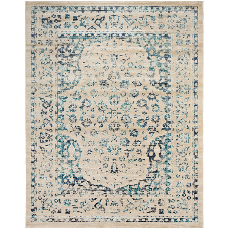 Tapis oriental beige / turquoise Annette, Rectangle 4 pi x 6 pi