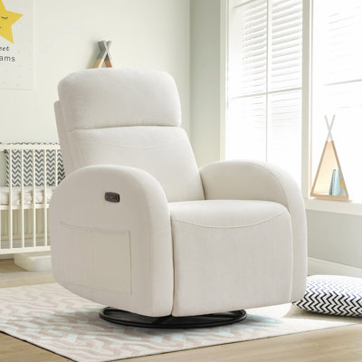Fauteuil inclinable, oscillant et pivotant de 37 po avec port USB Type-C, accoudoir rond et double poches Delba
