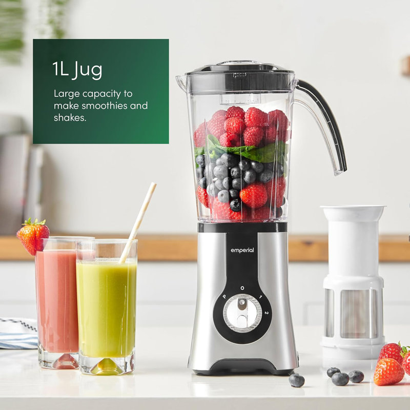 Emperial 4 in 1 Blender Multifunctional Smoothie Maker, Juicer, Grinder & Ice Crusher with 2 Speeds & Pulse Function - 550W