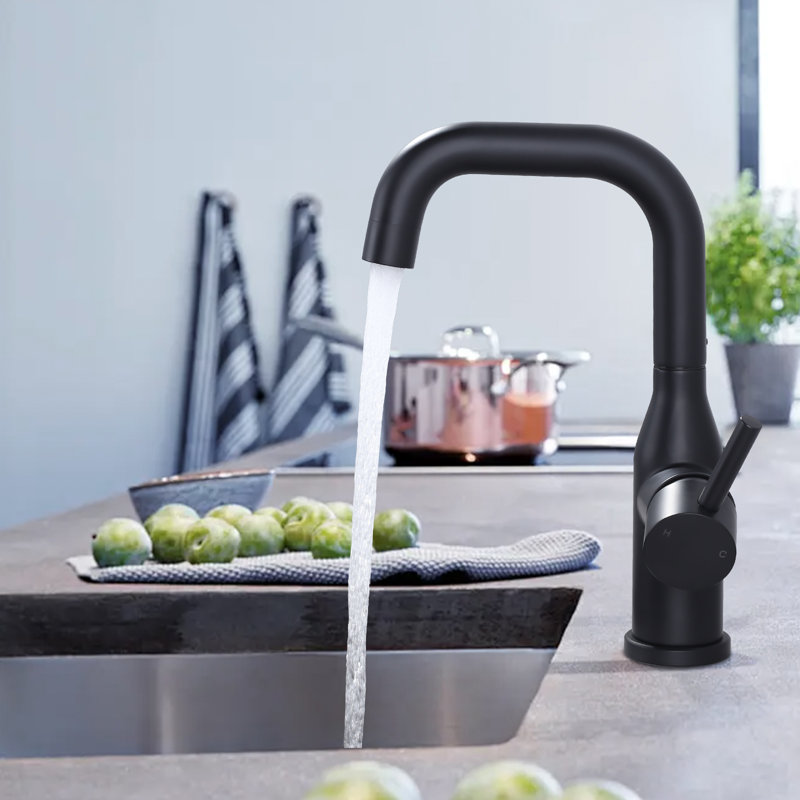 Stainless Steel Kitchen Faucet High Arc Bar Faucet With Supply Lines, Matte Black