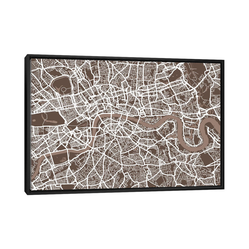 « london map vii » par michael tompsett, impression sur toile, H 18 po x l 26 po x P 1,5 po, Toile avec cadre noir