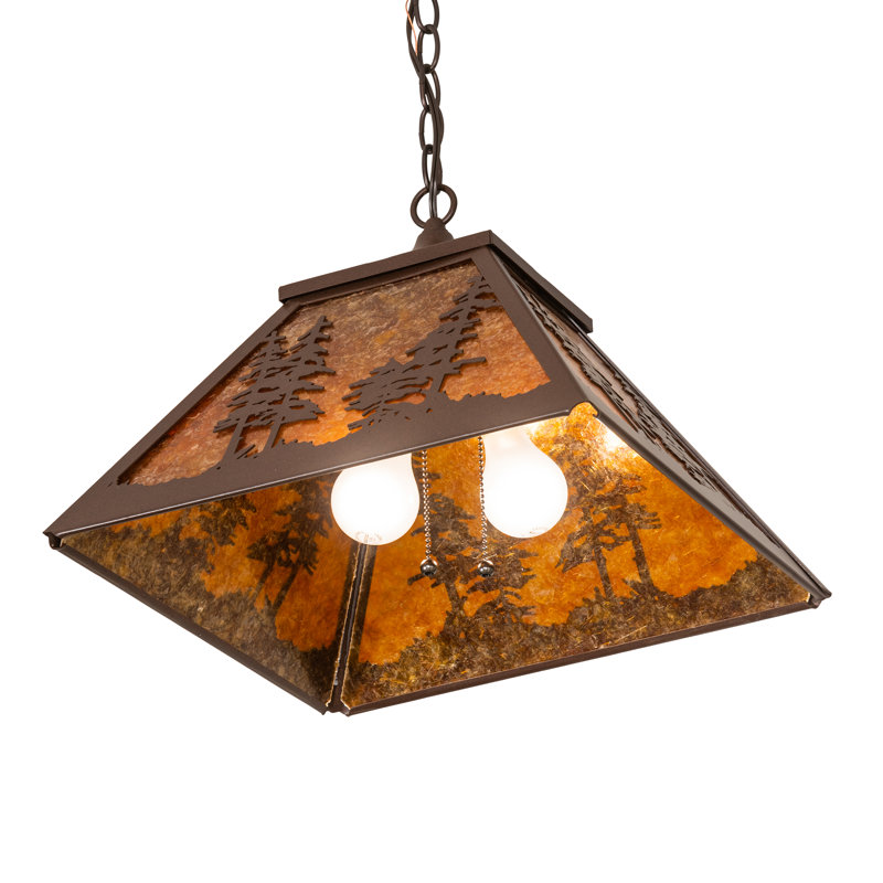 Greenbriar Oak 1 - Light Pendant, 44" H x 16" W x 16" D, Cafe Noir, Amber Mica
