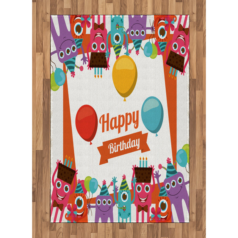 Cartoon High Density Long Fiber Poly Threads Decorative Area Rug Carpet, Rectangle 4' x 5'8"