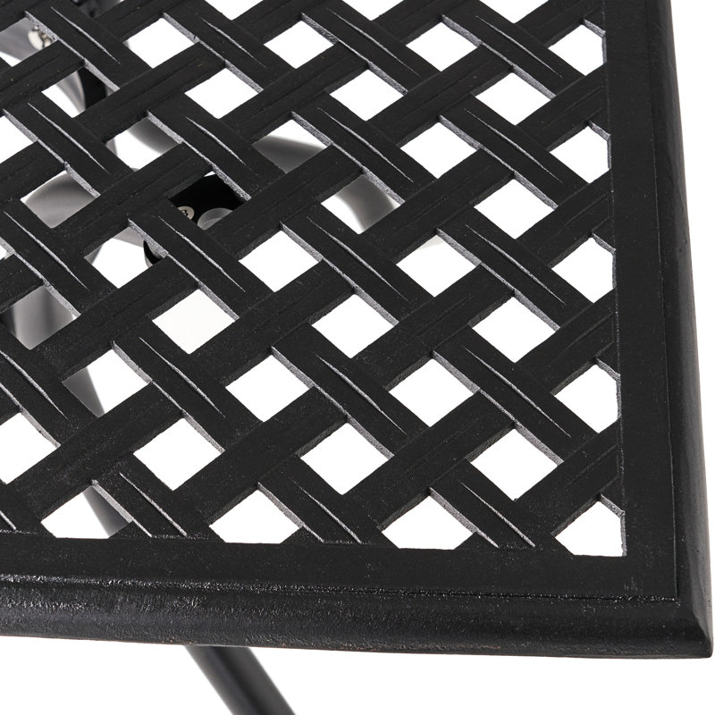 Table de patio en aluminium noir 38,92 po x 38,92 po, matériau carré 38,92 po, pour rassemblement