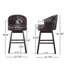 Tabouret de bar contemporain brun de 2 avec pivot à 360 degrés, siège à boutons, garniture cloutée et structure en bois d'hévéa pour le salon, pieds décoratifs