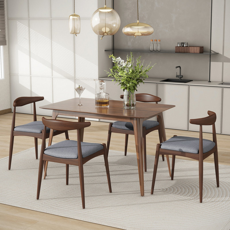 Chaises de salle à manger Joo, Gris clair, Noyer