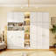 Cadre de lit moderne, lit escamotable avec armoire, étagères de rangement, étagères d'affichage DEL à 5 niveaux-1342665579