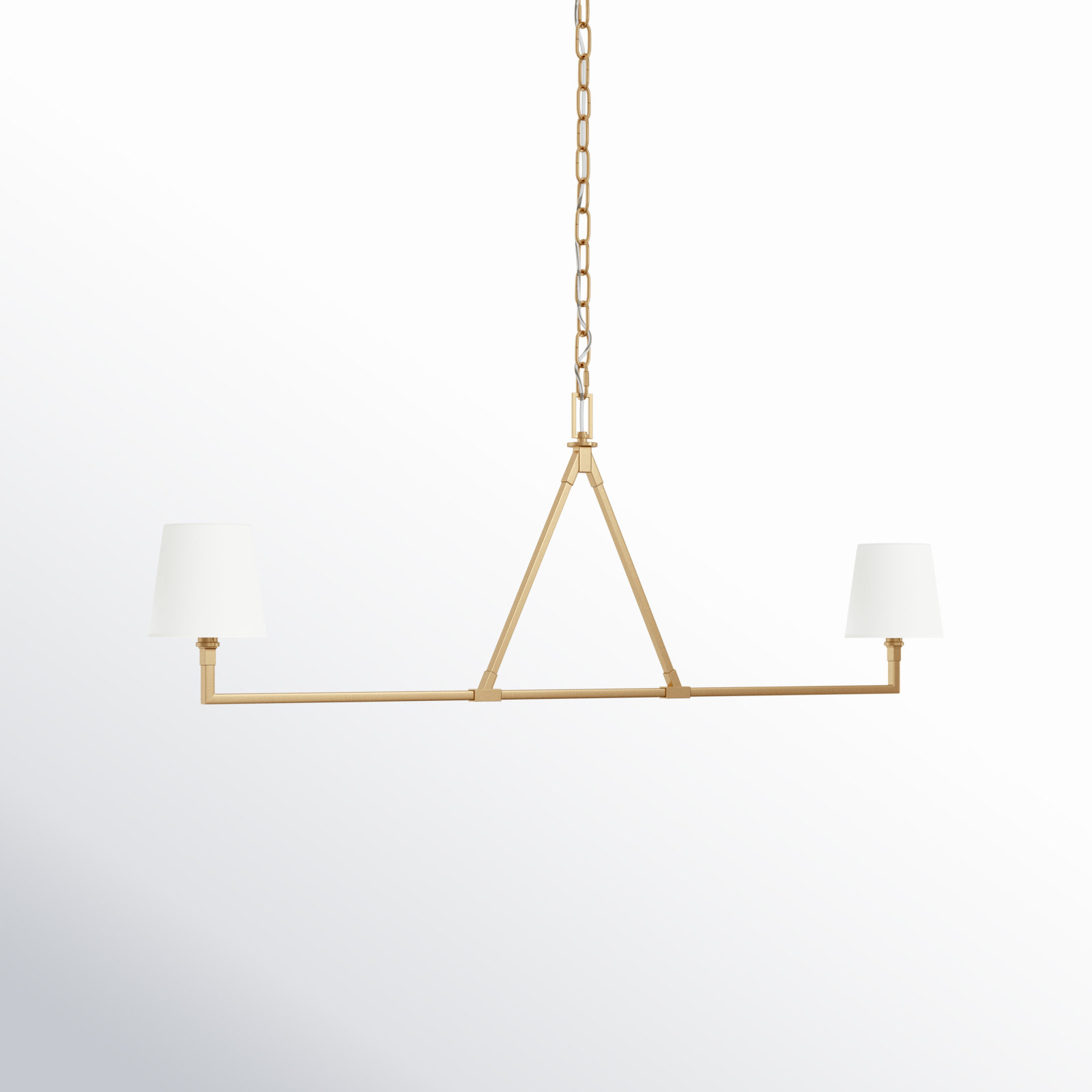 2 - Light Dimmable Linear Chandelier, Burnished Brass