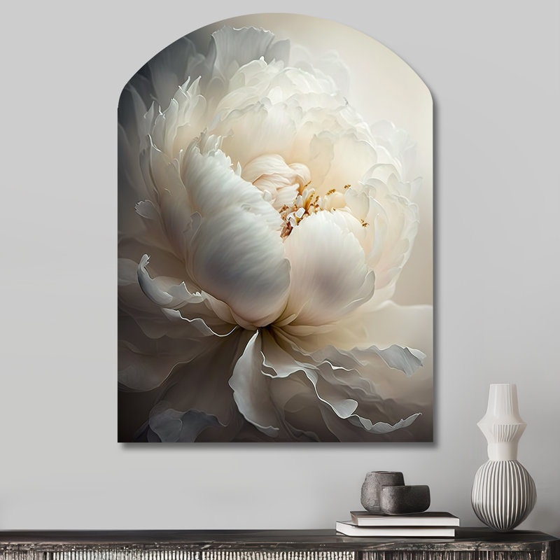 «Peony Flower VII - Arch Pivoines», art mural en métal, reproduction de sculpture murale asymétrique