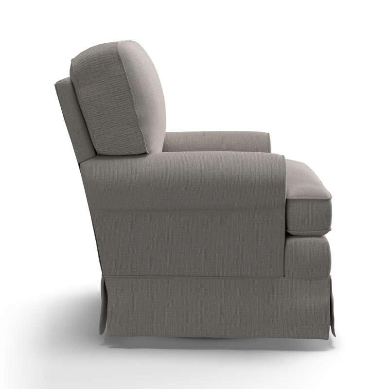 Upholstered Swivel Armchair, Radical Chalk Performance Chenille