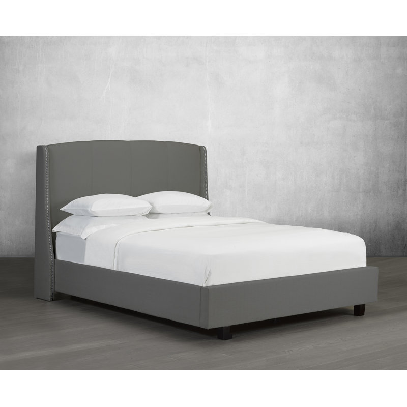 Lit plateforme tapissier Stotler, Grand, Cuir - Noir