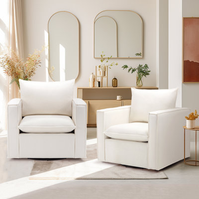34.2" Wide Upholstered Swivel Accent Armchair