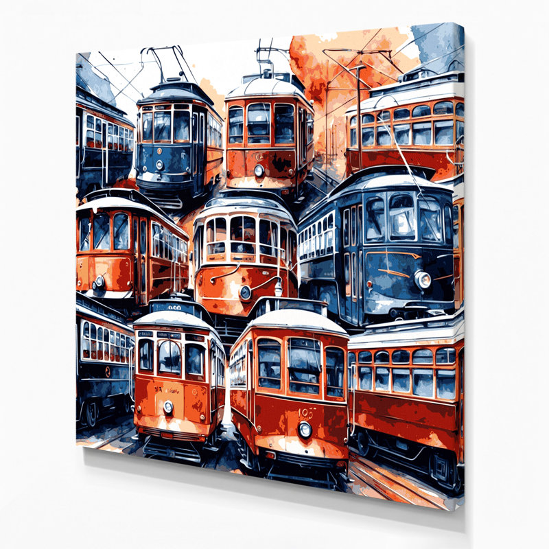 Art sur toile mauve, transport et chariot, H 12 po x l 12 po