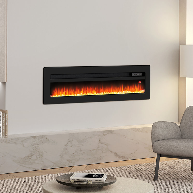 Wyndham Electric Inset Fire, 32.7cm H x 127cm W x 14.6cm D, Black