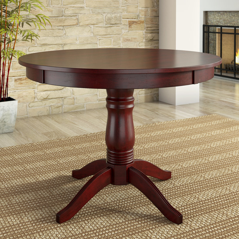 Alexa-Mae Round Solid Wood Dining Table, Antique Berry