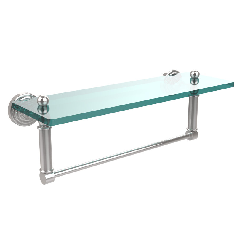 Beresford Bracket Shelf with Towel Bar, 16" W x 5" H, Polished Chrome