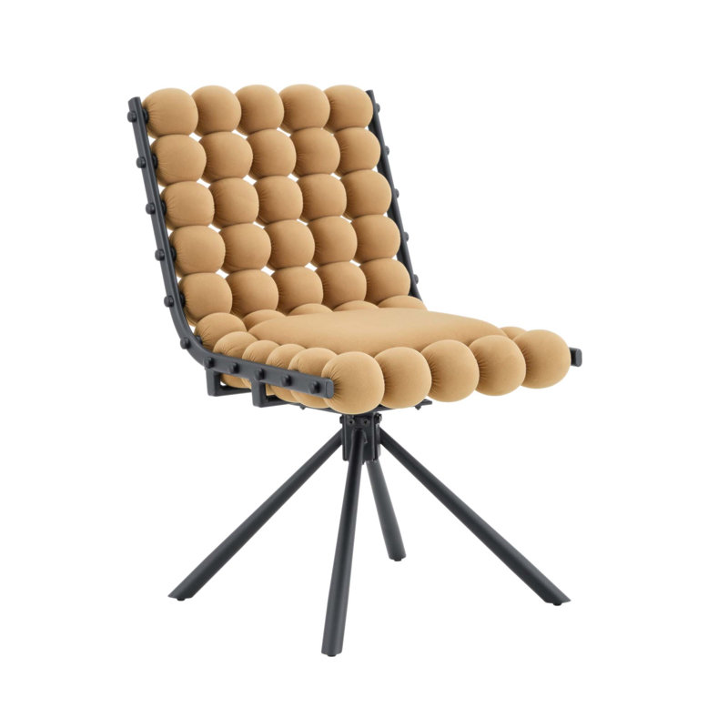 Ensemble de 2 chaises de salle à manger en velours chaine boule, capitonné moderne pour une décoration intérieure élégante (seulement chaise)