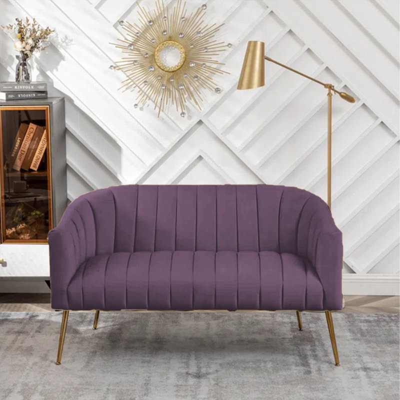 Light Luxury Vertical-Striped Double Sofa, Purple