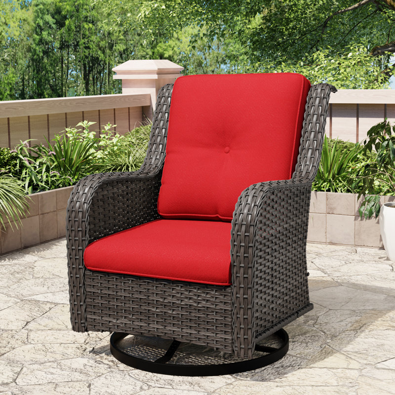 Anahit Wicker Patio Dining Set with Square Table , Cushions Included, Red