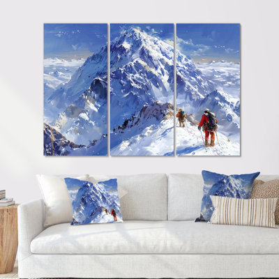 Mountain Snow Hiking In Alaska I - Hiking Wall Art Living Room Set