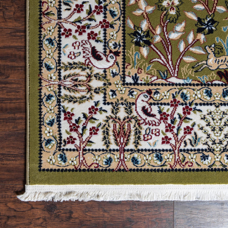 Tapis traditionnel Kelayeh couleur lierre, Tapis de couloir 2 pi 7 po x 7 pi