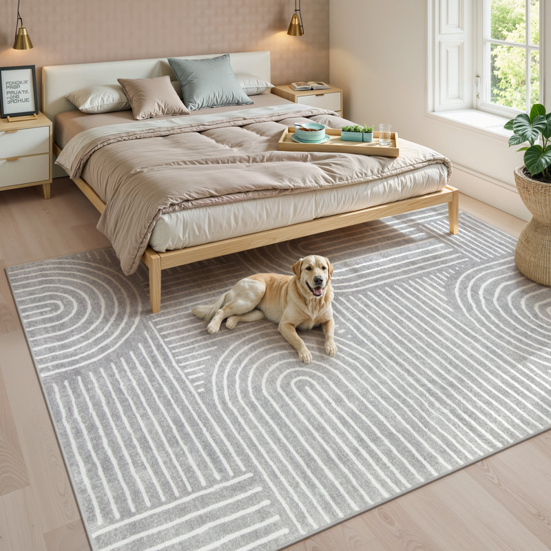 Abstract Washable Area Rug Soft Bedroom Rug for Living Room Ultra-Thin Non Slip Office Carpet, Rectangle 8' x 10'