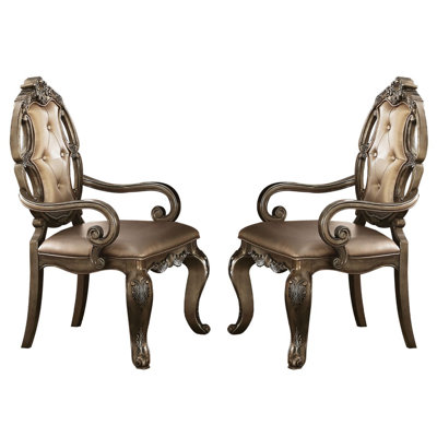Stroup Tufted Genuine Leather Upholstered Armchair