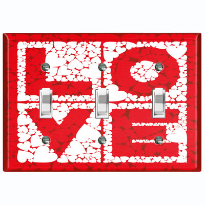 Red Love Block Hearts 3-Gang Toggle Light Switch