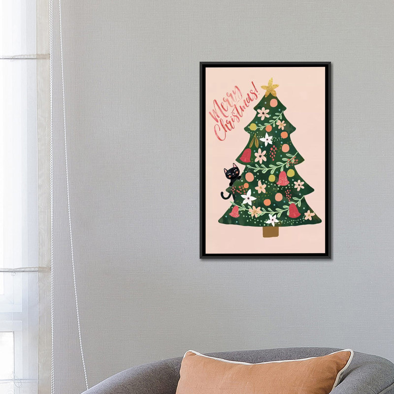 « xmas pin », impression sur toile tendue, H 26 po x l 18 po x P 1,5 po, Toile avec cadre noir, Pas de tapis
